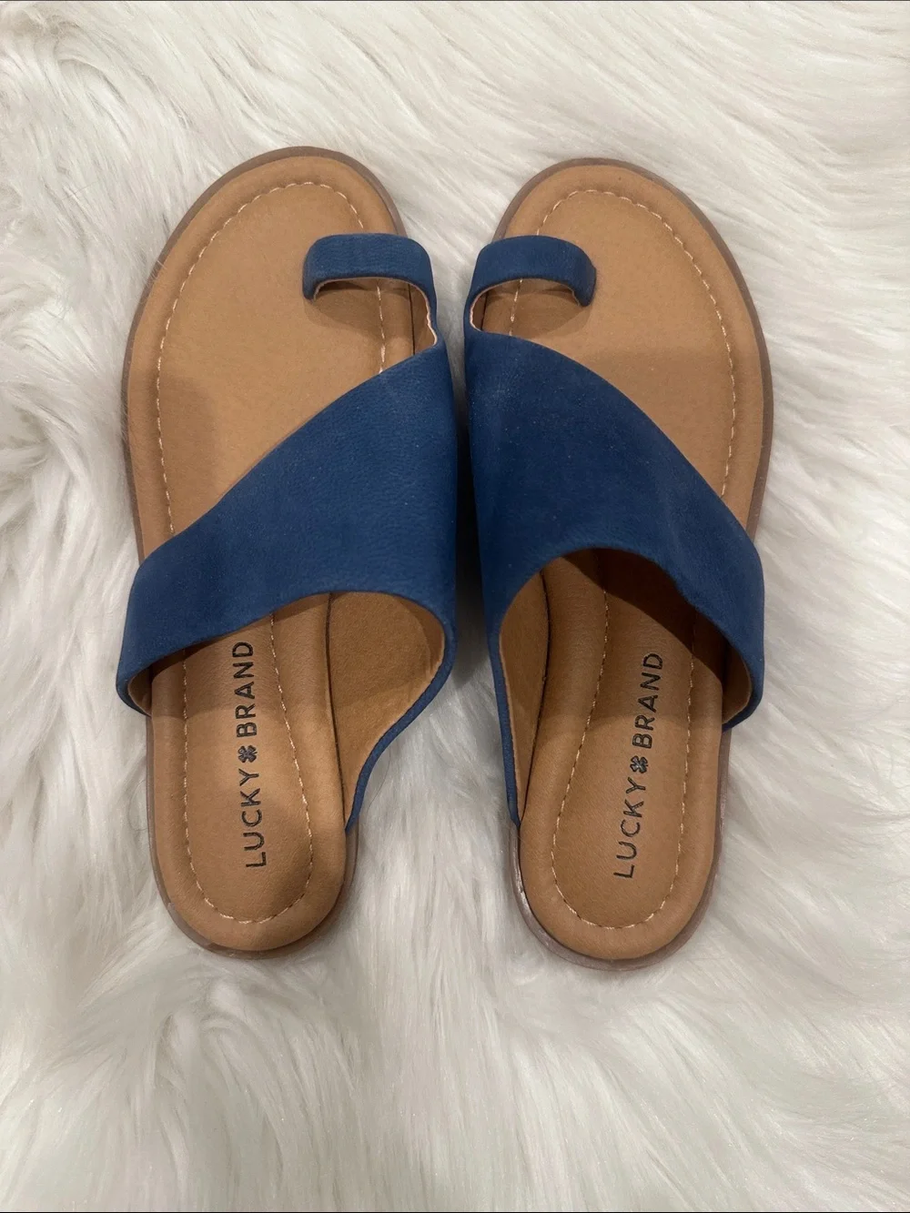 Lucky Brand Blue Crossband Toe Loop Sandals - Picture 1 of 4